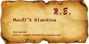 Mazák Blandina névjegykártya